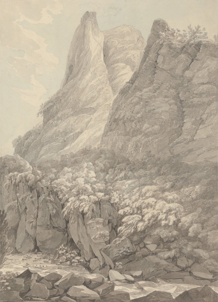 Thurshouse Tor desde el río Manifold, Derbyshire de John Webber