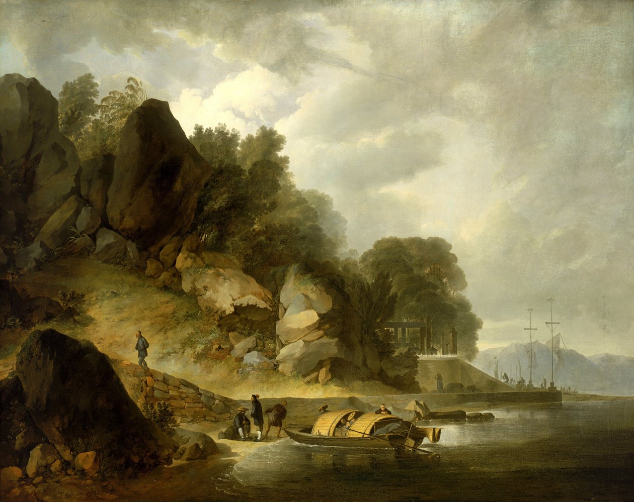Vista de Macao, cerca del río Guangdong (o río de las Perlas) (China). Óleo sobre lienzo de John Webber