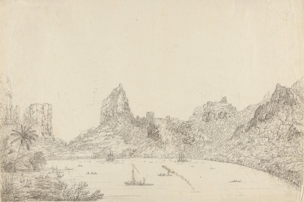 Vista del Puerto de Taloo en la Isla de Eimeo de John Webber