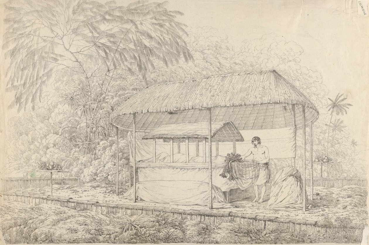 Waheiadooa, jefe de Oheitepha, yace en el estado de John Webber
