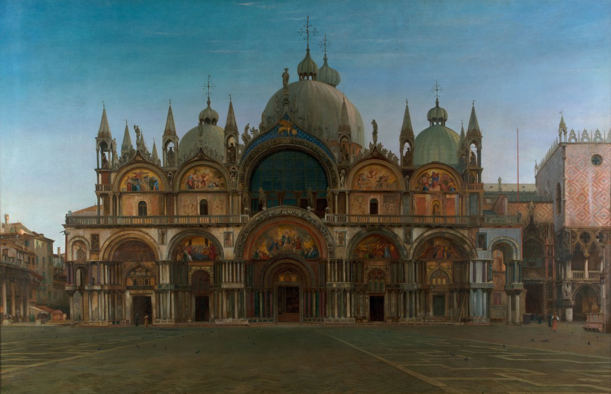 Fachada occidental de la Basílica de San Marcos, Venecia, Italia de John Wharlton Bunney