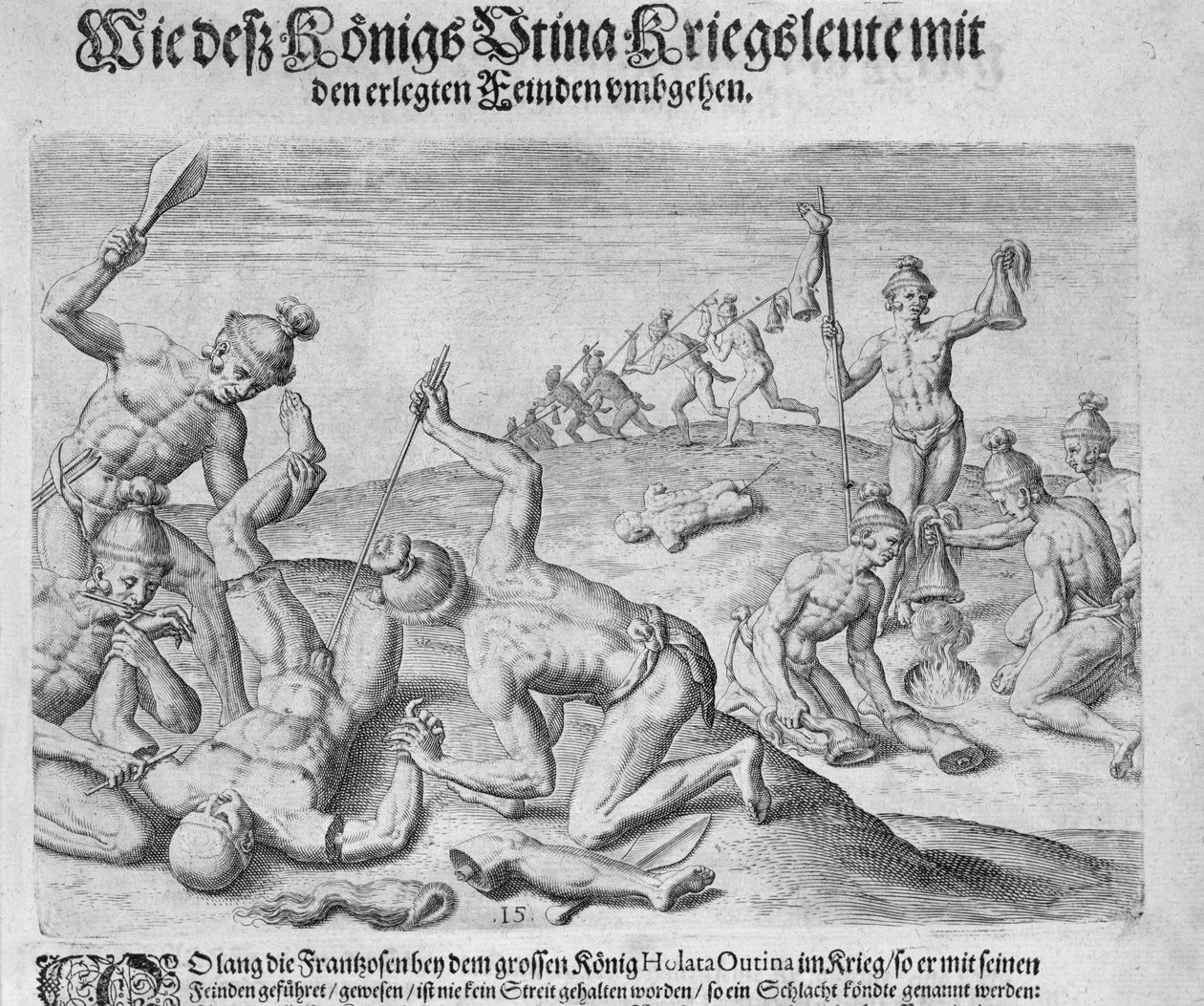 Canibalismo, grabado por Theodor de Bry (1528-98) de John White