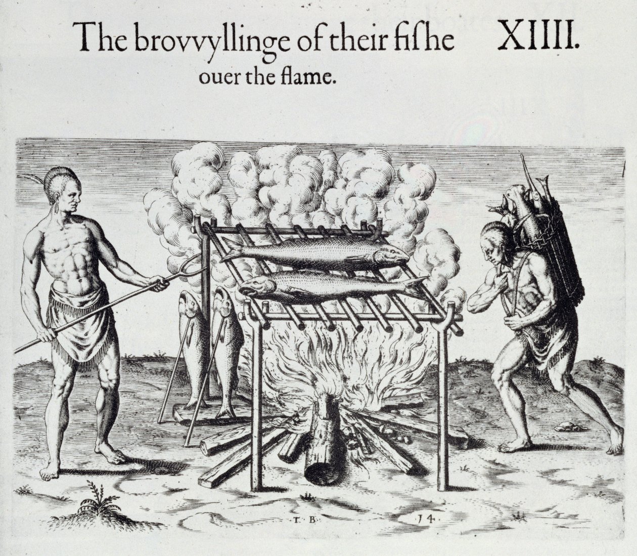 Cocinando pescado, lámina de 
