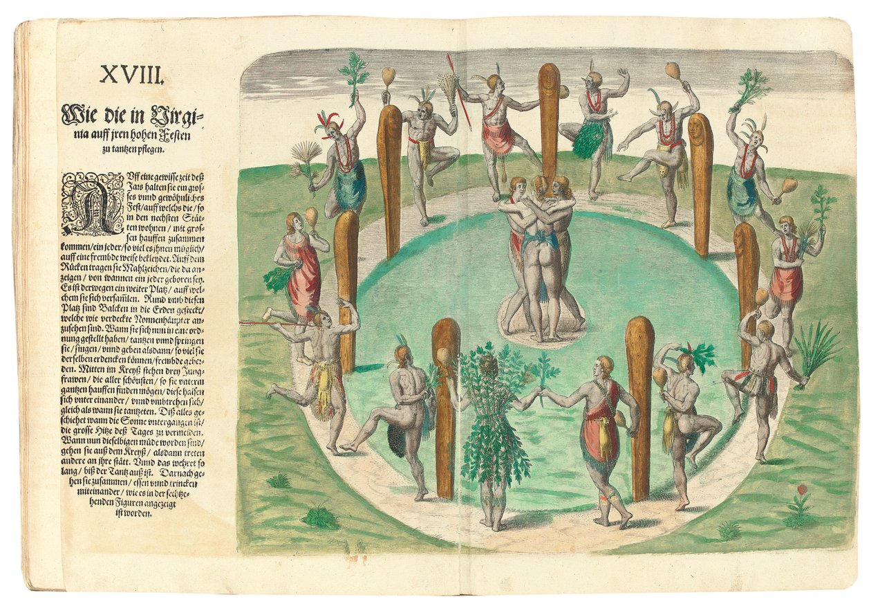 Indios nativos bailando, 1590 de John White