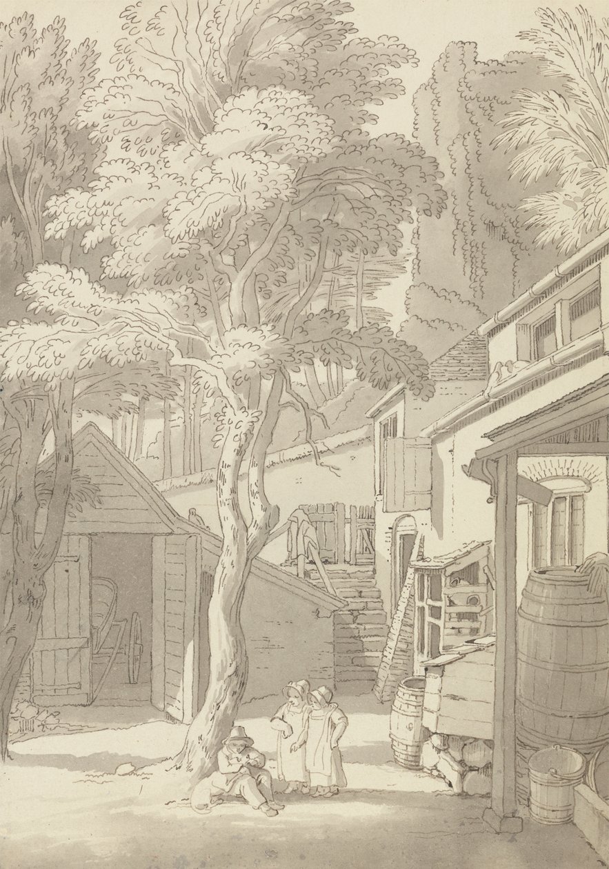 El patio de la casa del Sr. Bank, Northernhay, Exeter de John White Abbott