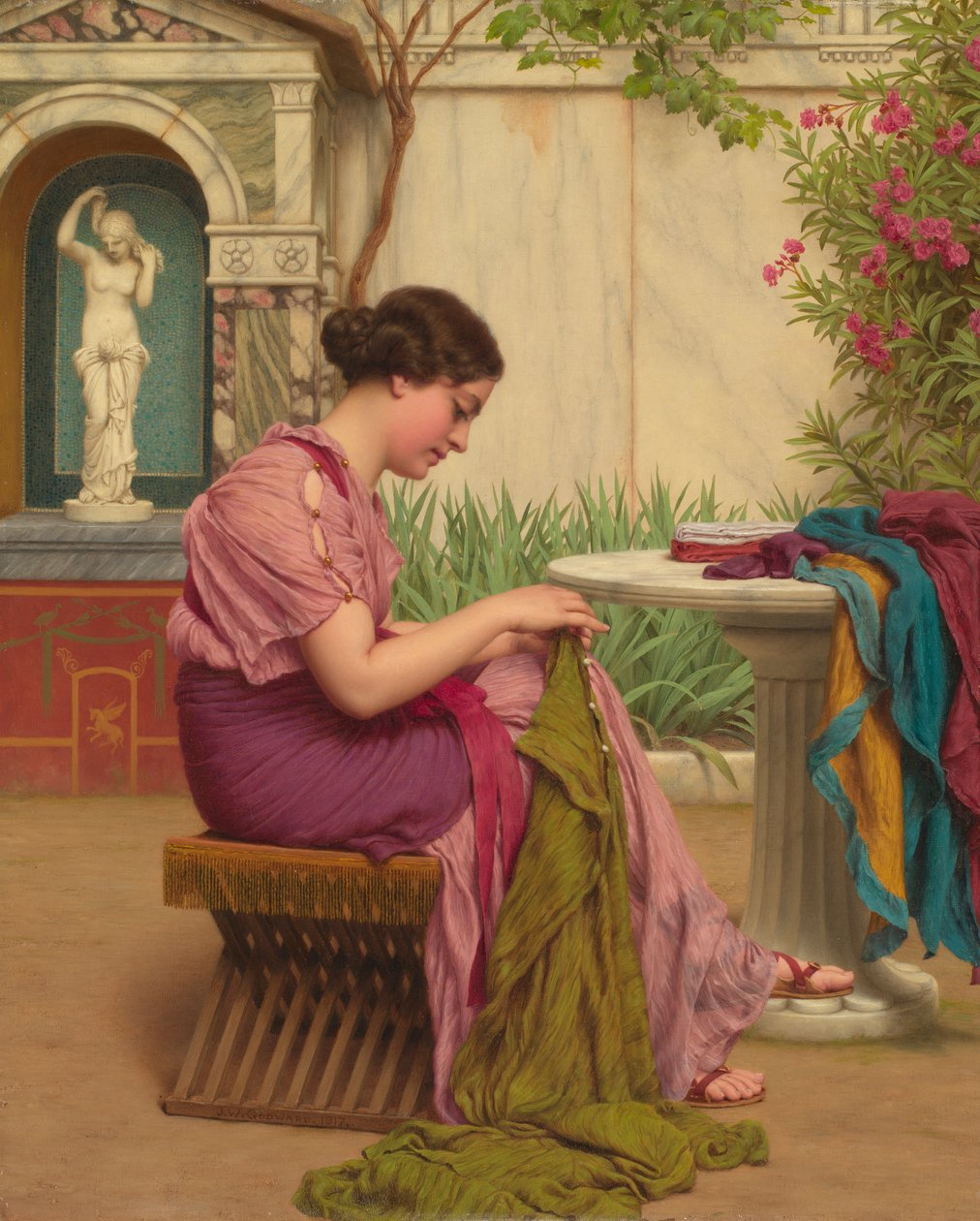 Una puntada es gratis, o Una puntada a tiempo, 1917 de John William Godward