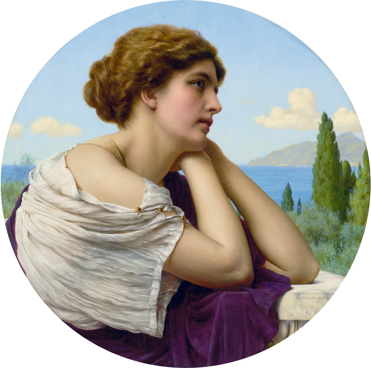 El corazón en sus labios y el alma en sus ojos, por John William Godward de John William Godward