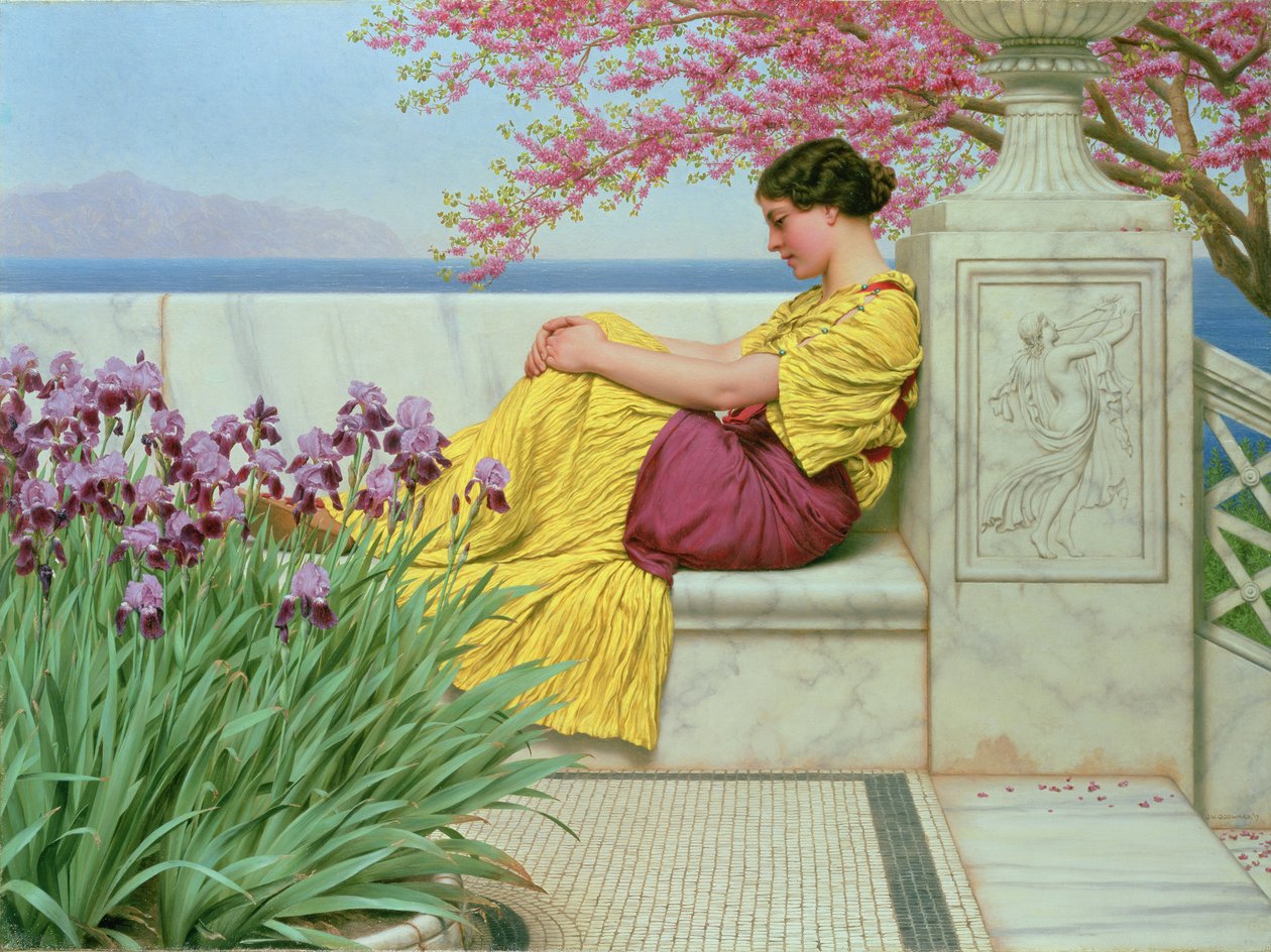 Bajo la flor que cuelga de la rama, 1917 de John William Godward