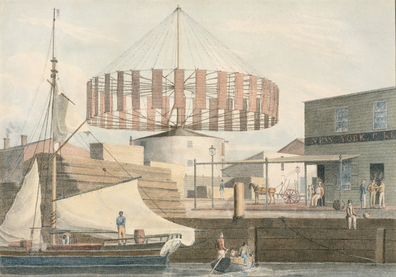 Molino circular, King Street, Nueva York, 1830 de John William Hill