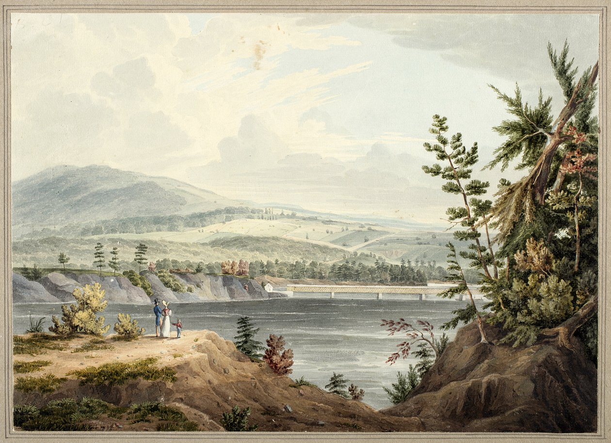 Puente del río Hudson cerca de Waterford, Nueva York, 1832 de John William Hill