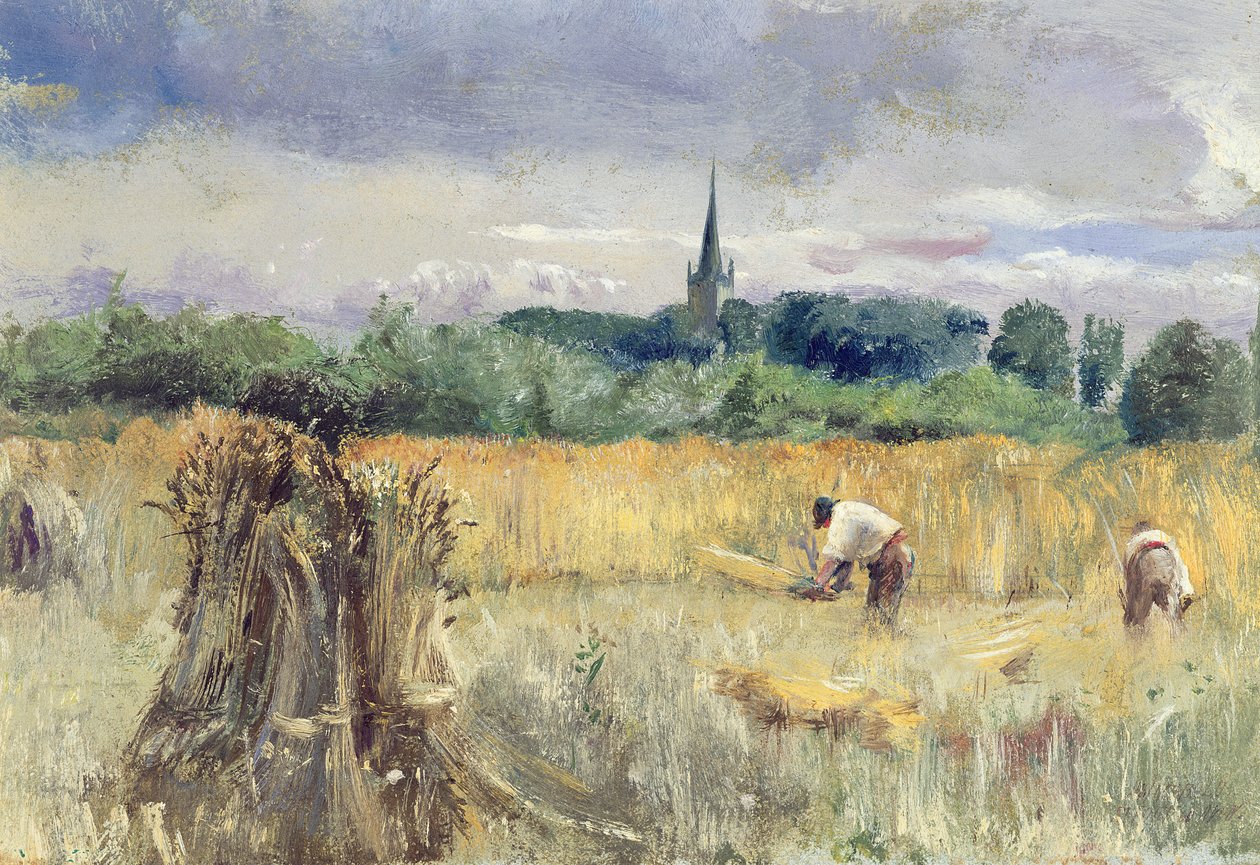 Campo de cosecha, Stratford-upon-Avon de John William Inchbold