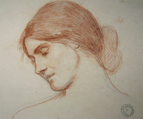 Cabeza de una niña, a la izquierda de John William Waterhouse