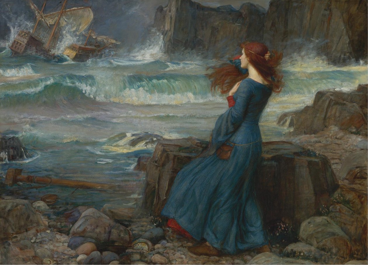 Miranda. La tempestad, 1916 de John William Waterhouse