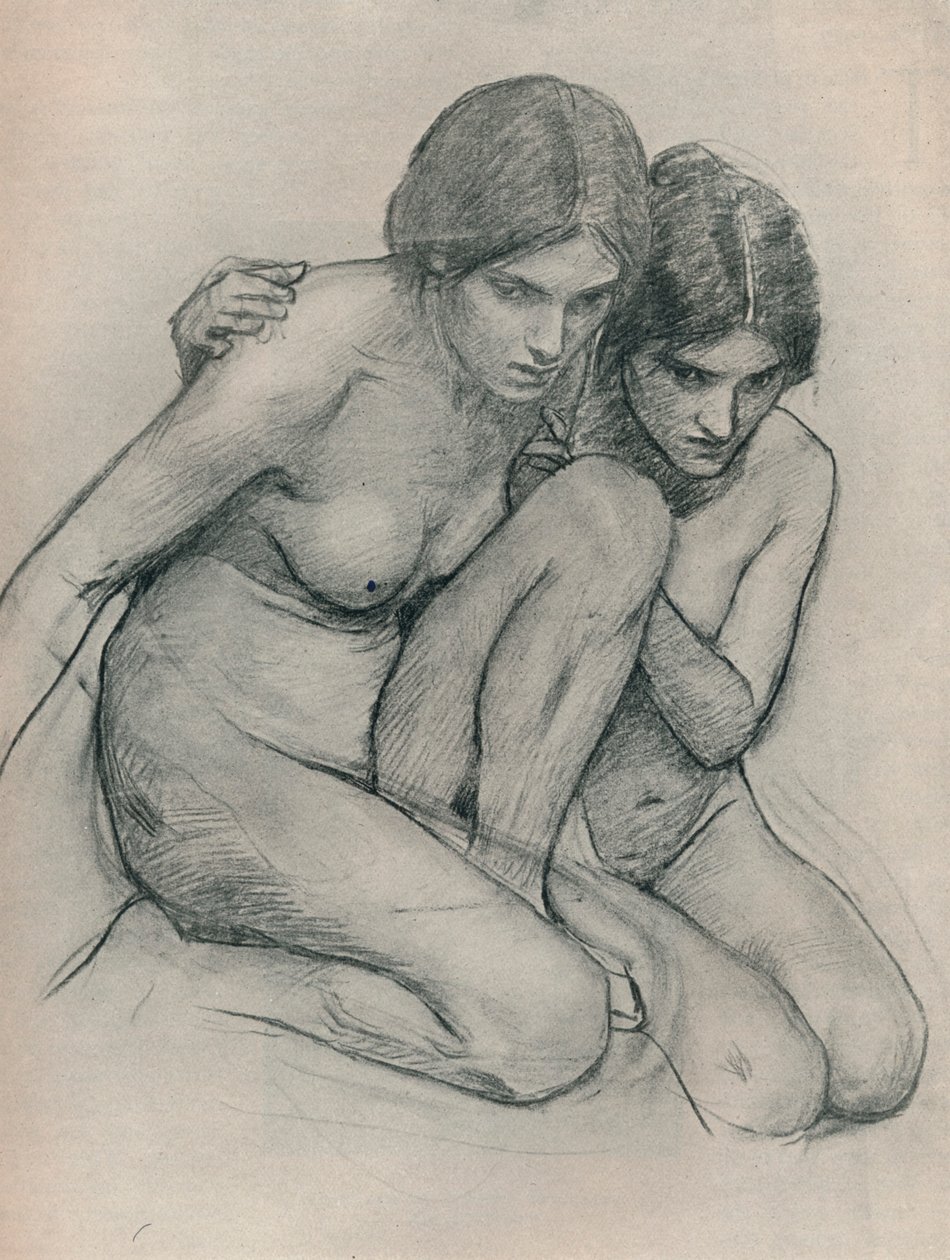 Estudio para Las ninfas encontrando la cabeza de Orfeo, c. 1899 de John William Waterhouse