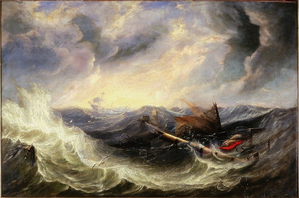 Paisaje marino con restos de naufragio de John Wilson (attr. to) Carmichael