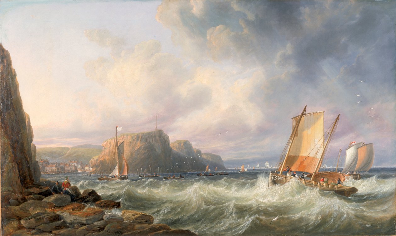 Frente a la costa de Yorkshire, Staithes de John Wilson Carmichael