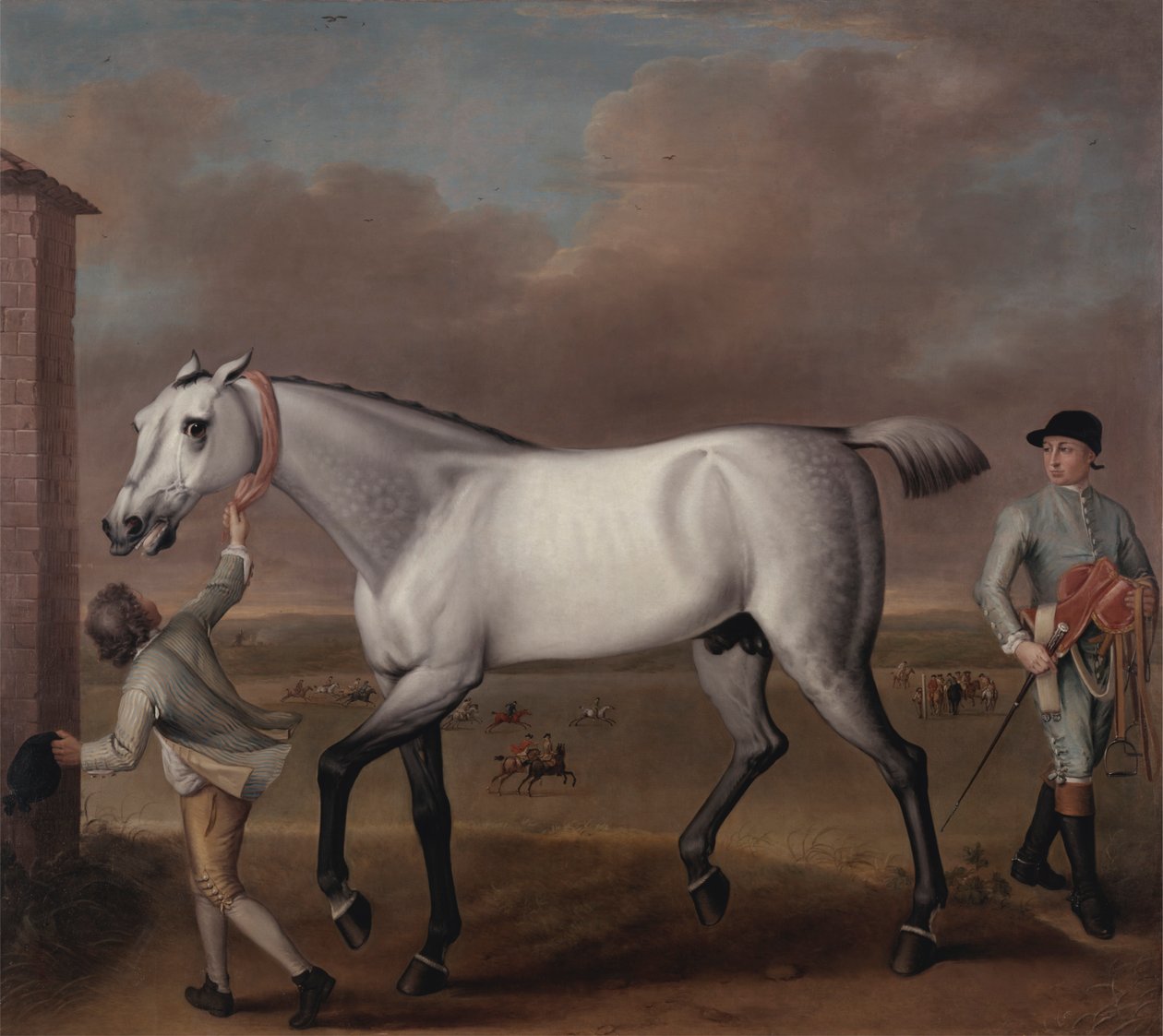 El caballo gris del Duque de Hamilton, "victorioso" en Newmarket de John Wootton