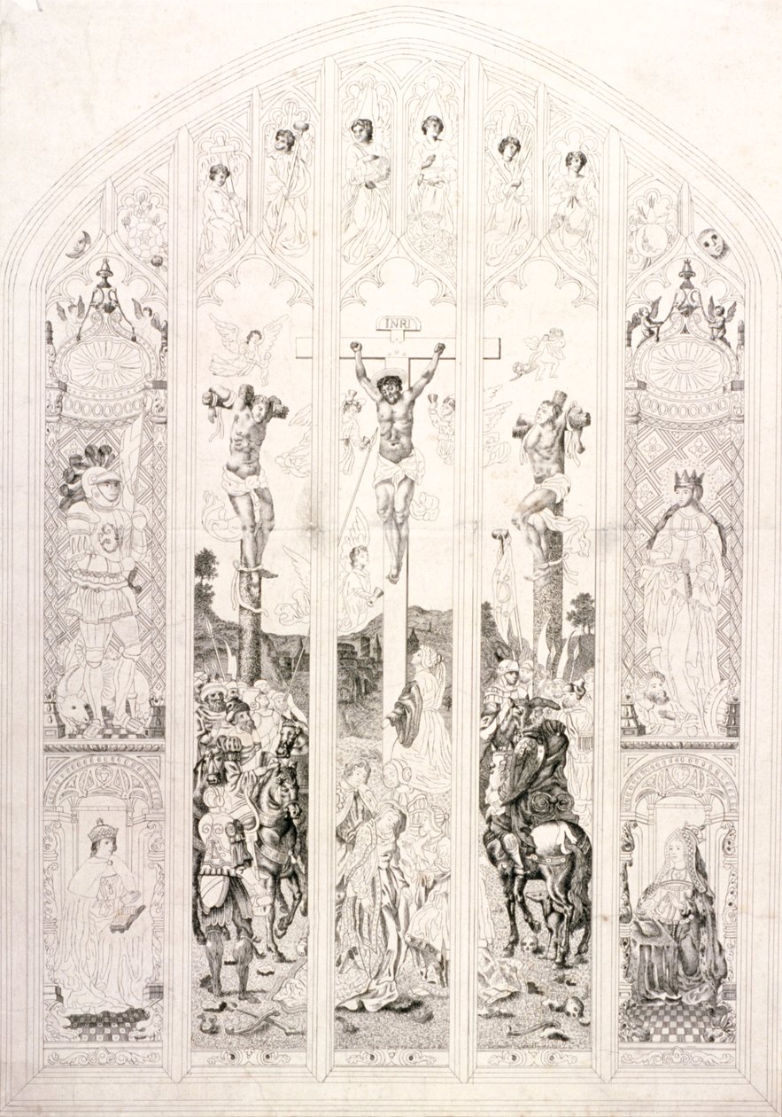 Ventana este en St Margaret, Westminster, representando la crucifixión, Londres, 1787 de John Wright