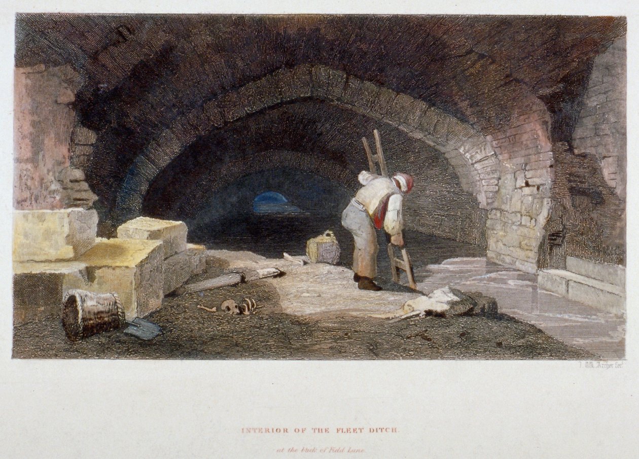 Interior del Canal Fleet en la parte trasera de Field Lane, Ciudad de Londres, 1851 de John Wykeham Archer