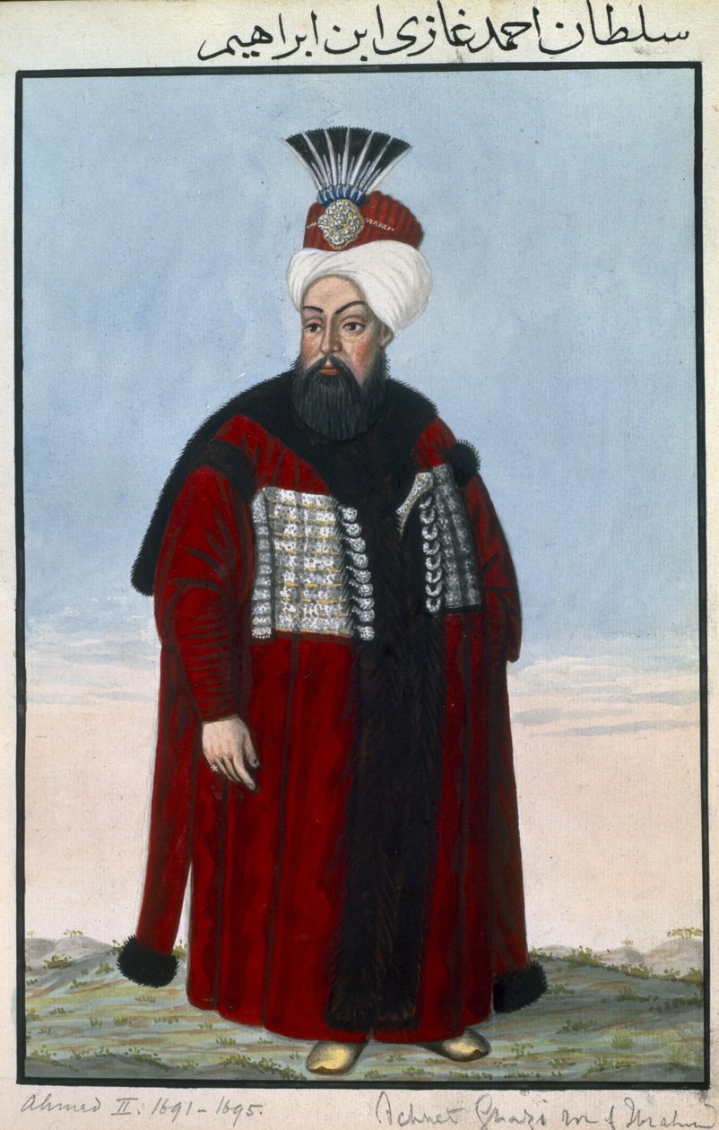 Ahmed II (1642-95), sultán entre 1691 y 1695, de «Serie de retratos de los emperadores de Turquía». de John Young