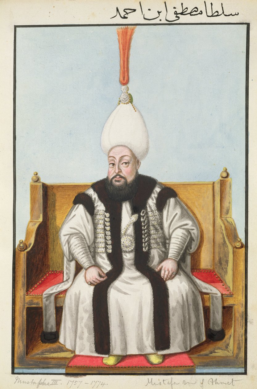 Mustapha III (1717-74), sultán entre 1757 y 1774, de «Serie de retratos de los emperadores de Turquía». de John Young