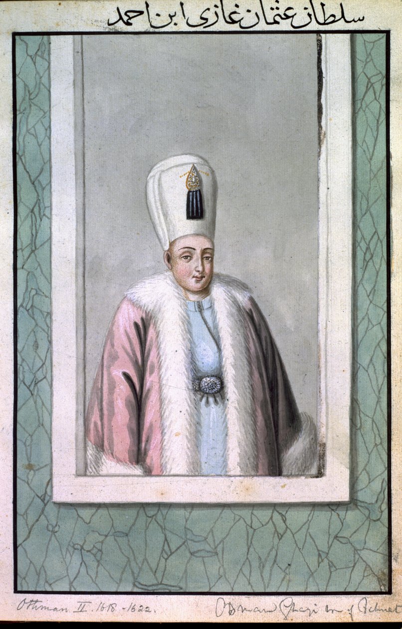 Othman (Osman) II (1603-1622), sultán entre 1618 y 1622, de «Serie de retratos de los emperadores de Turquía». de John Young