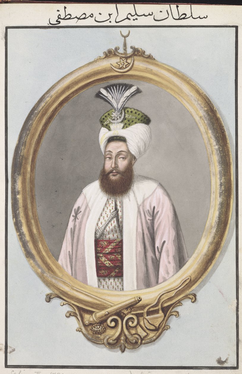 Selim III (1761-1808), sultán entre 1789 y 1807, de «Serie de retratos de los emperadores de Turquía». de John Young