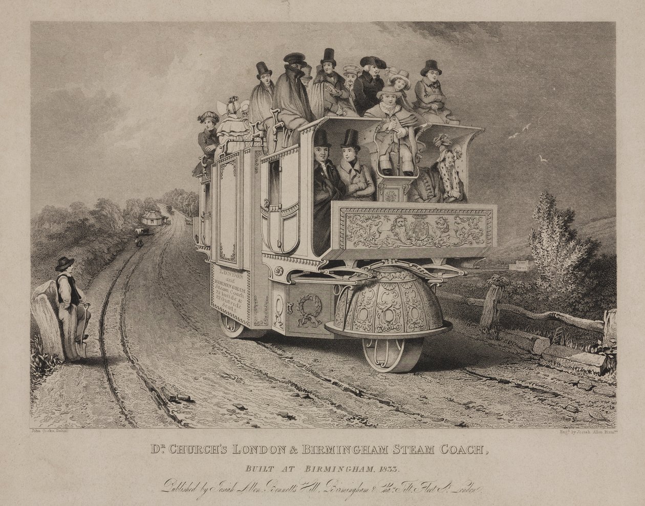 El coche de vapor de Londres y Birmingham del Dr. Church de John after Cooke
