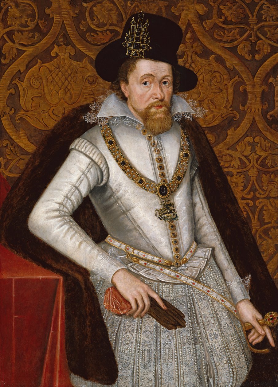 King James VI and I, c.1605 (óleo en panel) de John de the Elder Critz