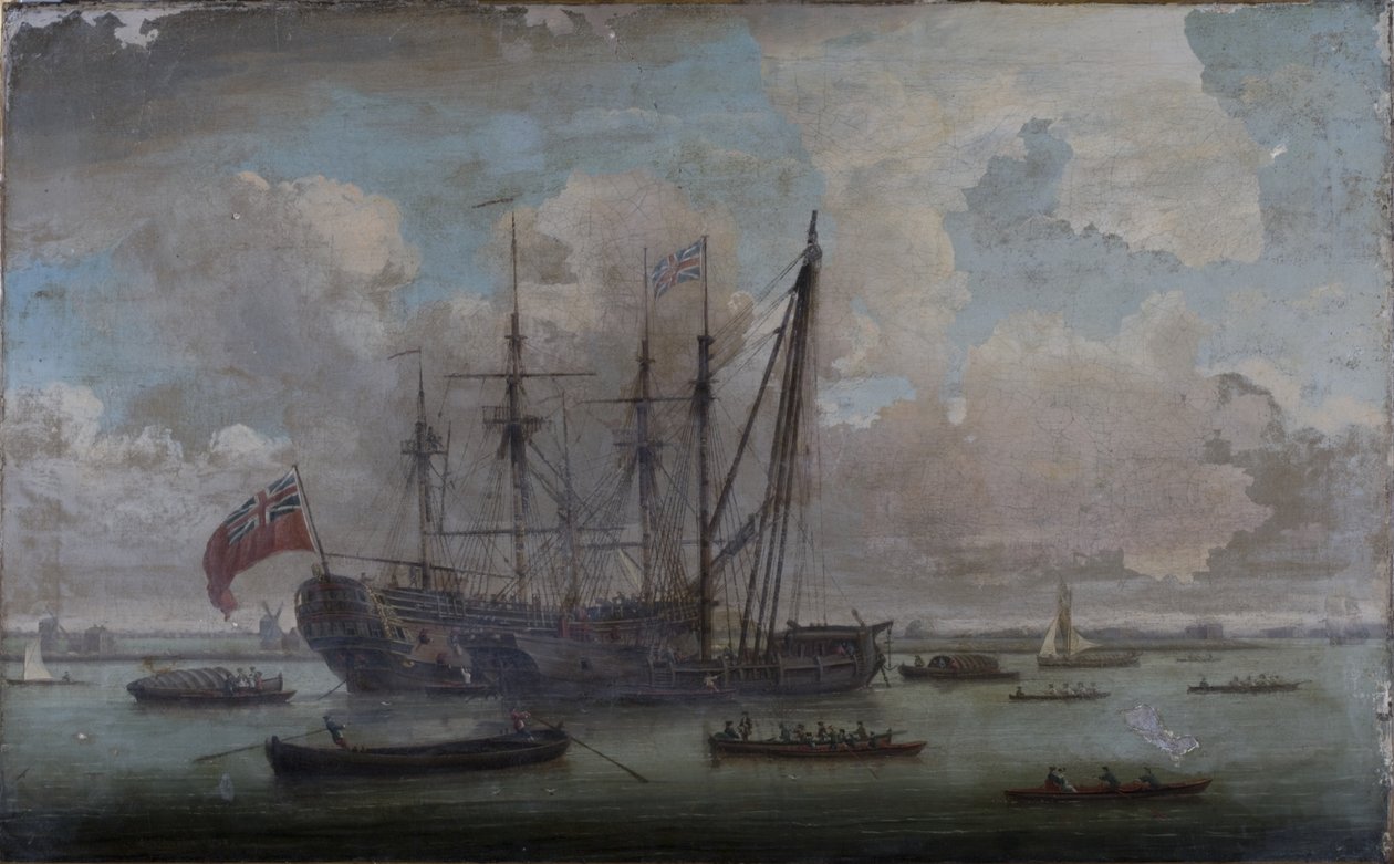 Un casco flotante reparando un East Indiaman de John the Elder Cleveley