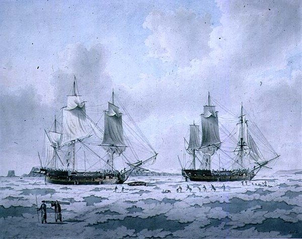 Los Barcos de la Expedición de Descubrimiento de Lord Mulgrave atrapados en el Hielo en las Regiones Polares de John the Younger Cleveley