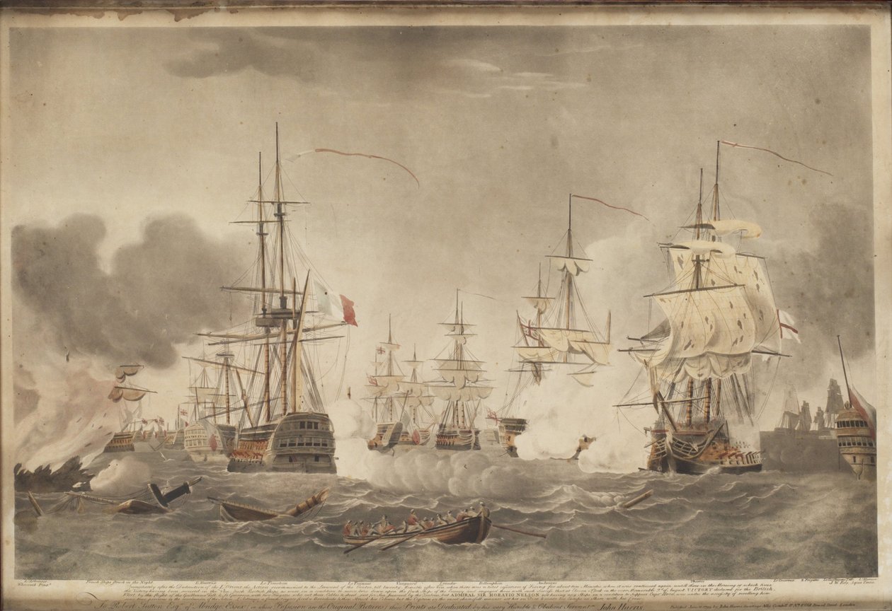 La Batalla del Nilo, c. 1800 de John william Edy