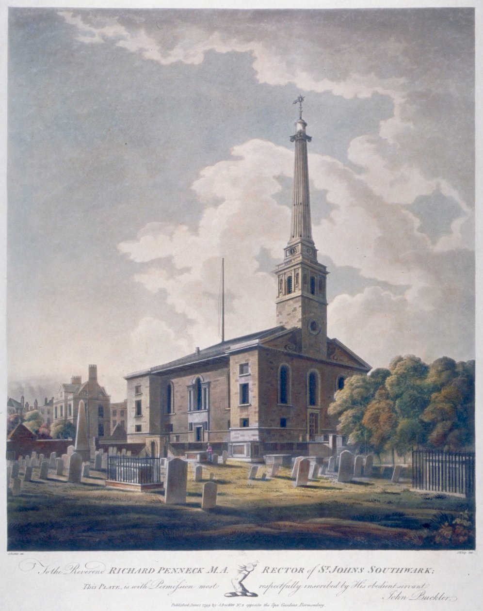 Vista de la Iglesia de San Juan Horsleydown, Bermondsey, Londres de John william Edy