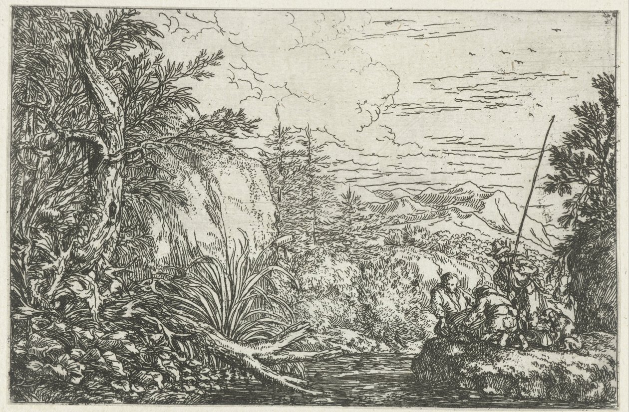 Tres pescadores a la orilla de un río de Jonas Umbach