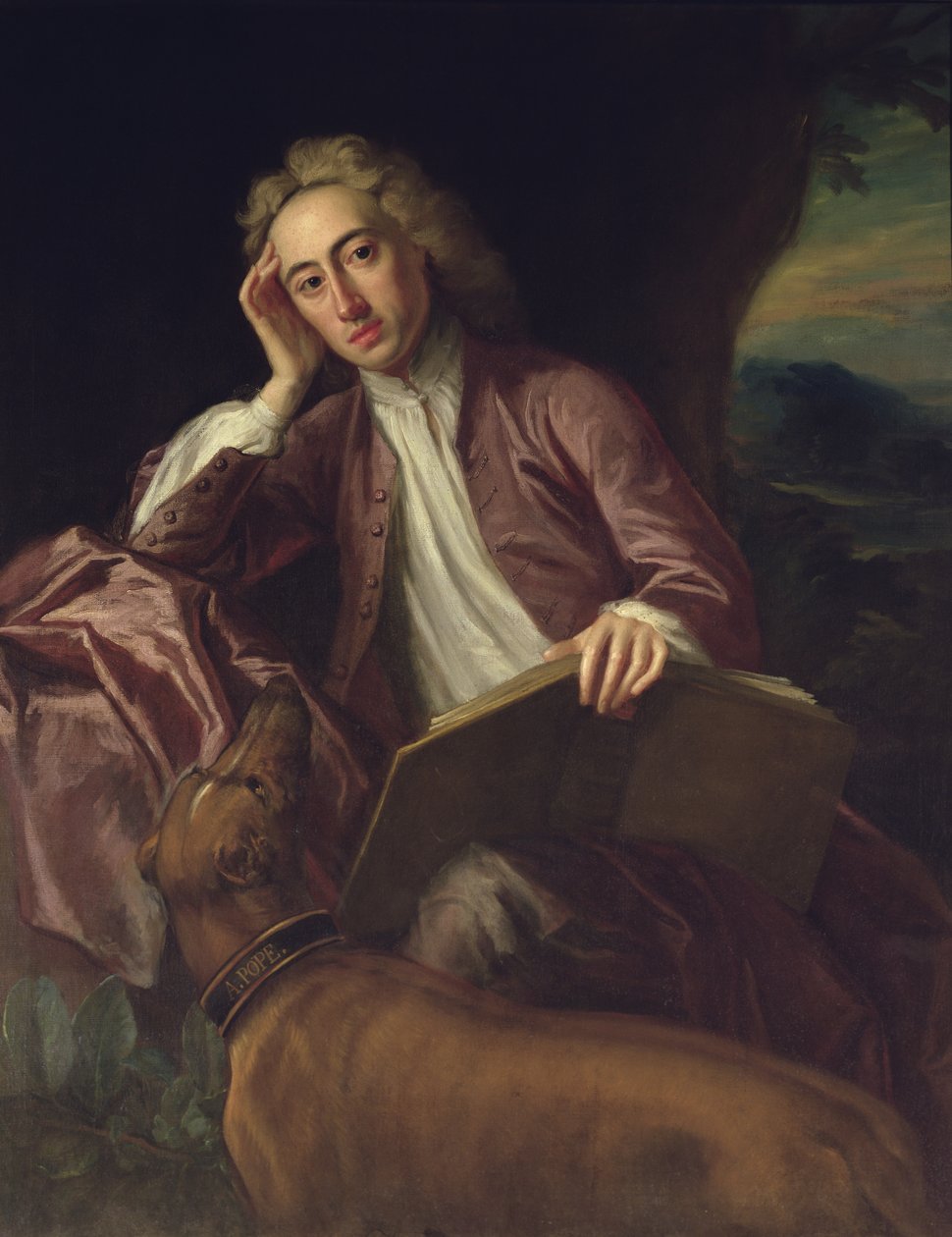 Alexander Pope y su perro, Bounce, c.1718 de Jonathan Richardson