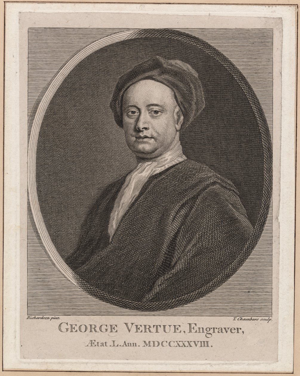 George Vertue, grabado por Thomas Chambars (1724-89), c.1762 de Jonathan Richardson