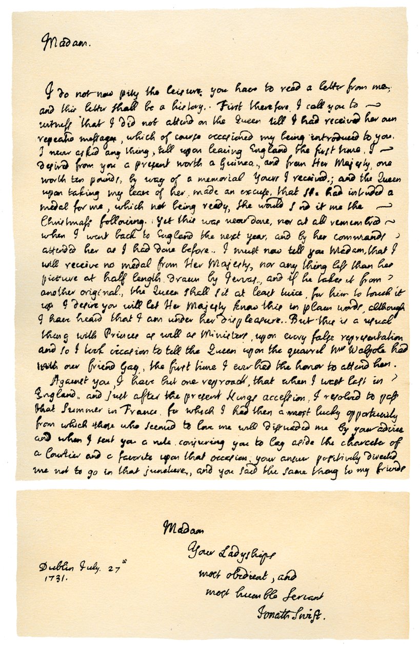 Carta de Jonathan Swift a Henrietta Howard, 21 de noviembre de 1730 de Jonathan Swift