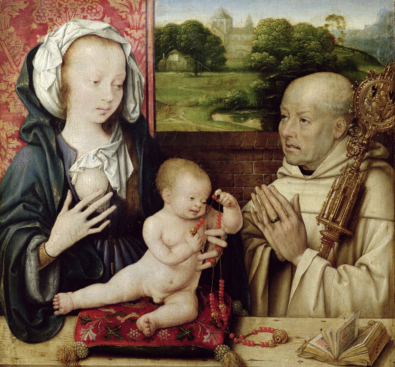 La Virgen y el Niño adorados por San Bernardo (detalle) de Joos van Cleve