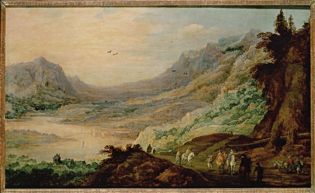 Paisaje con valle fluvial ... (óleo sobre madera de roble) de Joos de (follower of) Momper