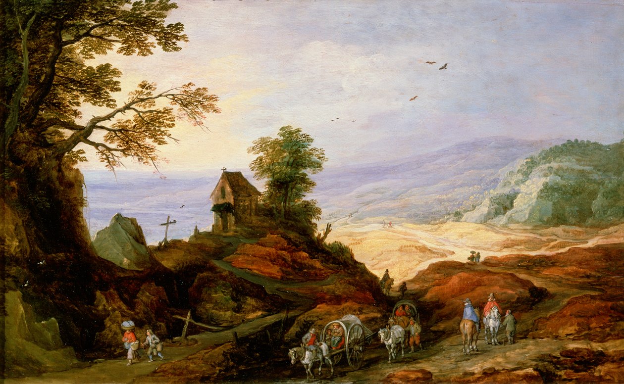 Paisaje con una capilla en una colina, finales del siglo XVI o XVII de Joos de Momper the younger