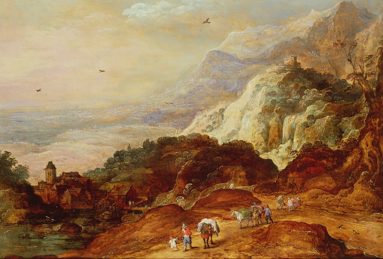 Paisaje Montañoso con Figuras y Mulas de Joos or Josse de Momper