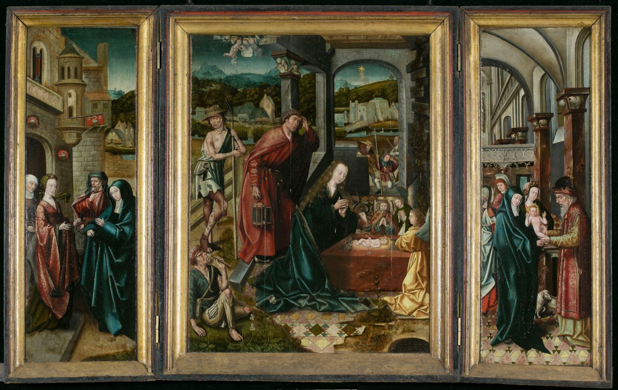 Tríptico de Belén, circa 1540 de Joos van (attr. to) Cleve