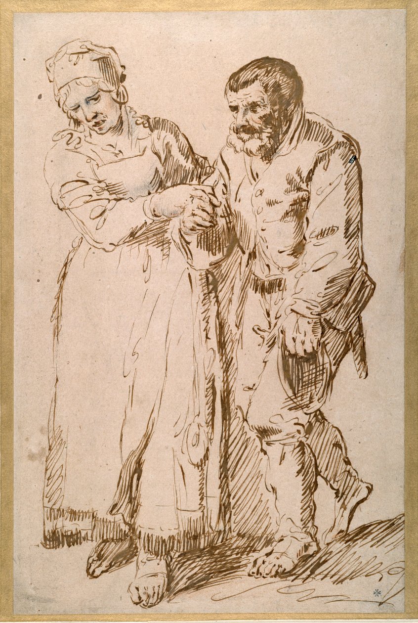 Los pasos de un campesino anciano guiado por su esposa de Joos van (attr. to) Craesbeeck