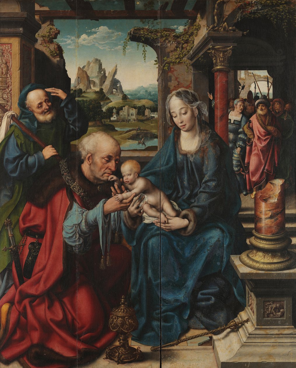 Cleve (atribuido) - La Adoración de los Magos - tabla central, ca. 1515, Museo e Real Bosco di Capodimonte de Joos van Cleve