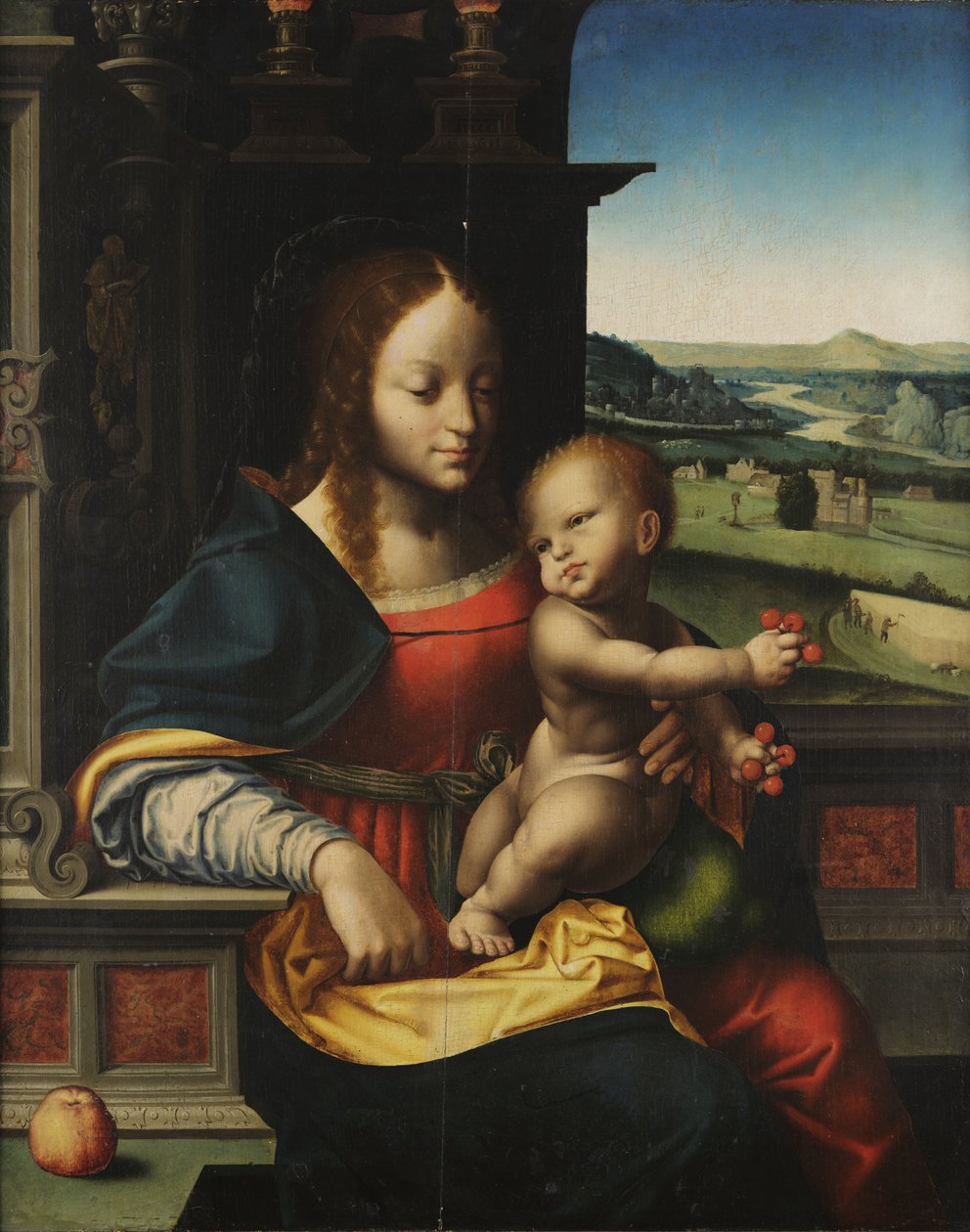 Virgen con el Niño y fruta de Joos van Cleve