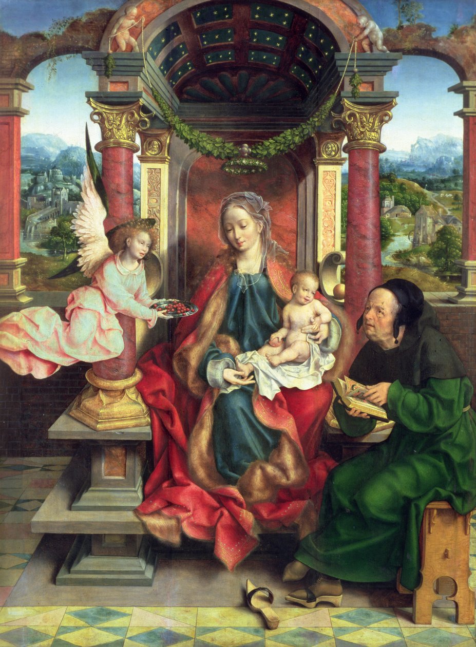 La Sagrada Familia, panel central de un tríptico, c.1530 de Joos van Cleve