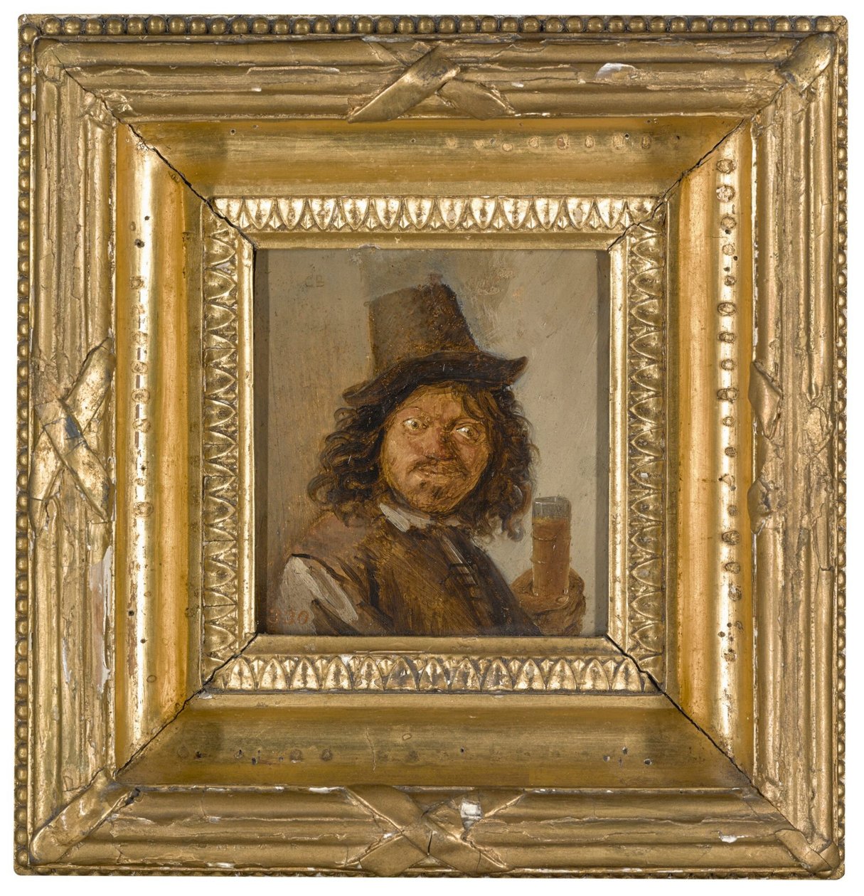 Retrato de un hombre agarrando una copa de Joos van Craesbeeck