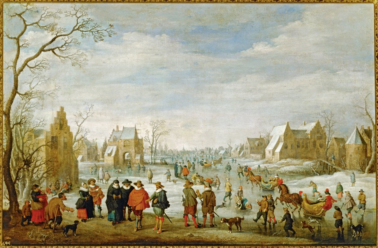 Paisaje invernal con patinadores ... (pintura sobre lienzo) de Joost Cornelisz Droochsloot