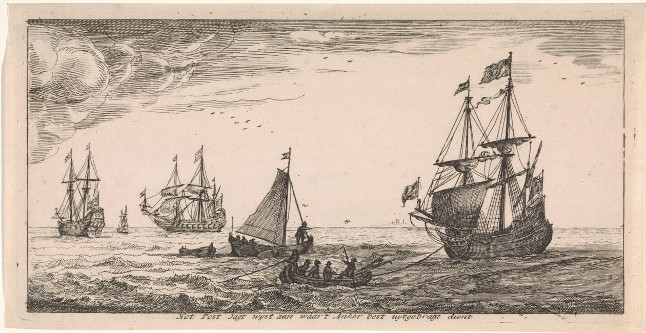 barcos en el mar Postal (título de la serie) de Joost van Geel