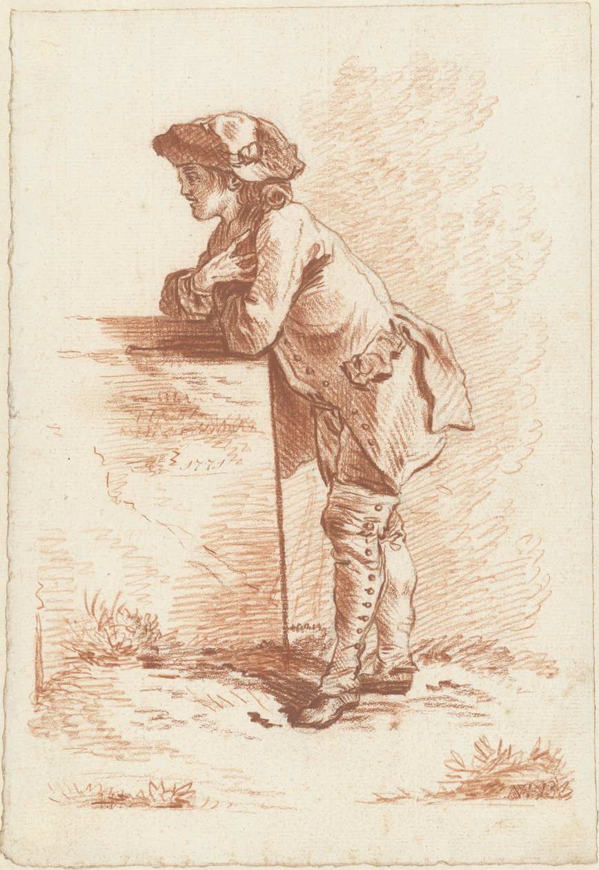 Joven apoyado en una piedra de Jordanus Hoorn